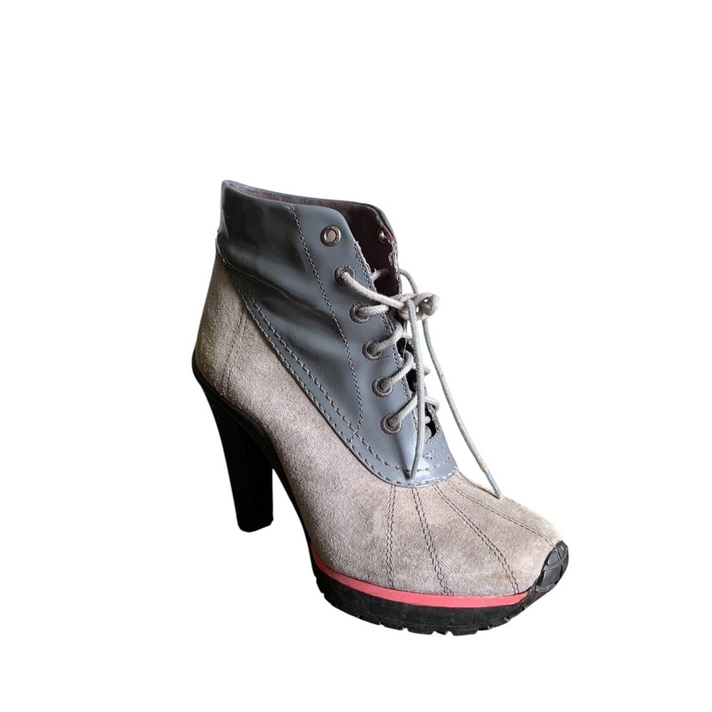 Donna Karan Gray and Black Ankle Booties
